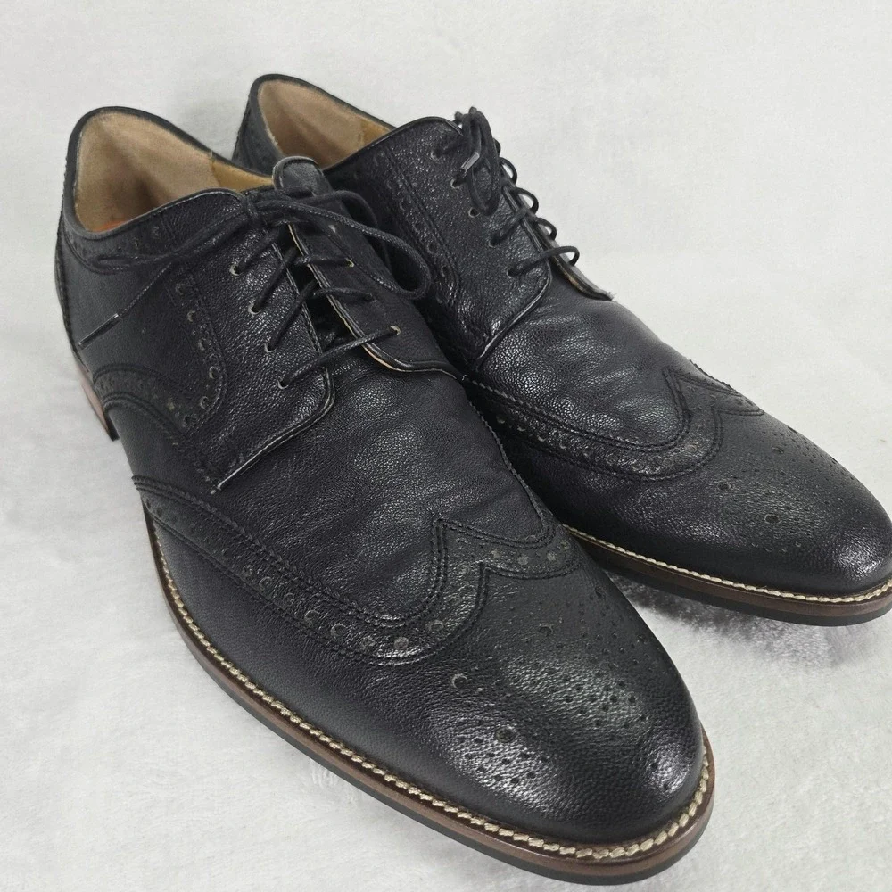 Cole Haan Shoes Mens 11.5 Black Wingtip Oxford Brogue Cap Toe Grand.OS Leather